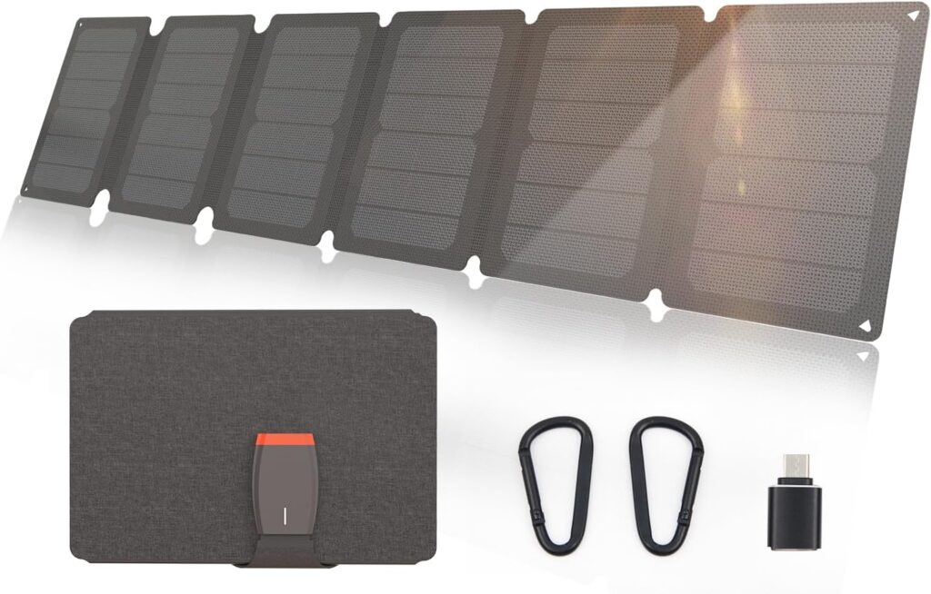 36W USB Solar Panel with Type-C PD 3.0/QC 3.0 Fast Charging, Portable SunPower Solar Charger Compatible with Smartphone Tablet Powerbank