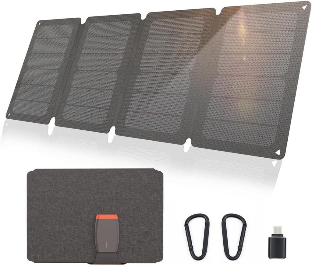 36W USB Solar Panel with Type-C PD 3.0/QC 3.0 Fast Charging, Portable SunPower Solar Charger Compatible with Smartphone Tablet Powerbank