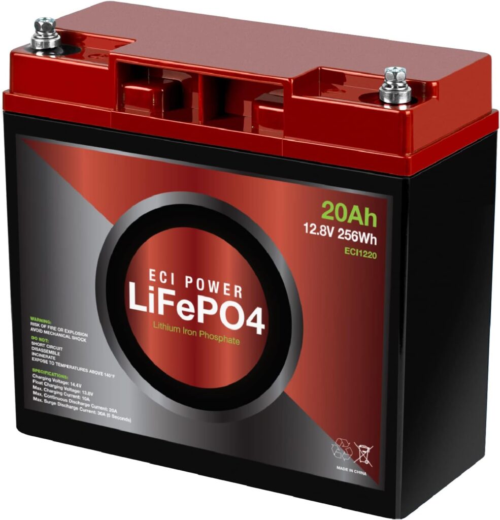 ECI Power 12V 20Ah Lithium LiFePO4 Deep Cycle Rechargeable Battery | 2000-5000 Life Cycles  10-Year Lifetime | Built-in BMS | Perfect for RV, Solar, Marine, Overland, Off-Grid Applications