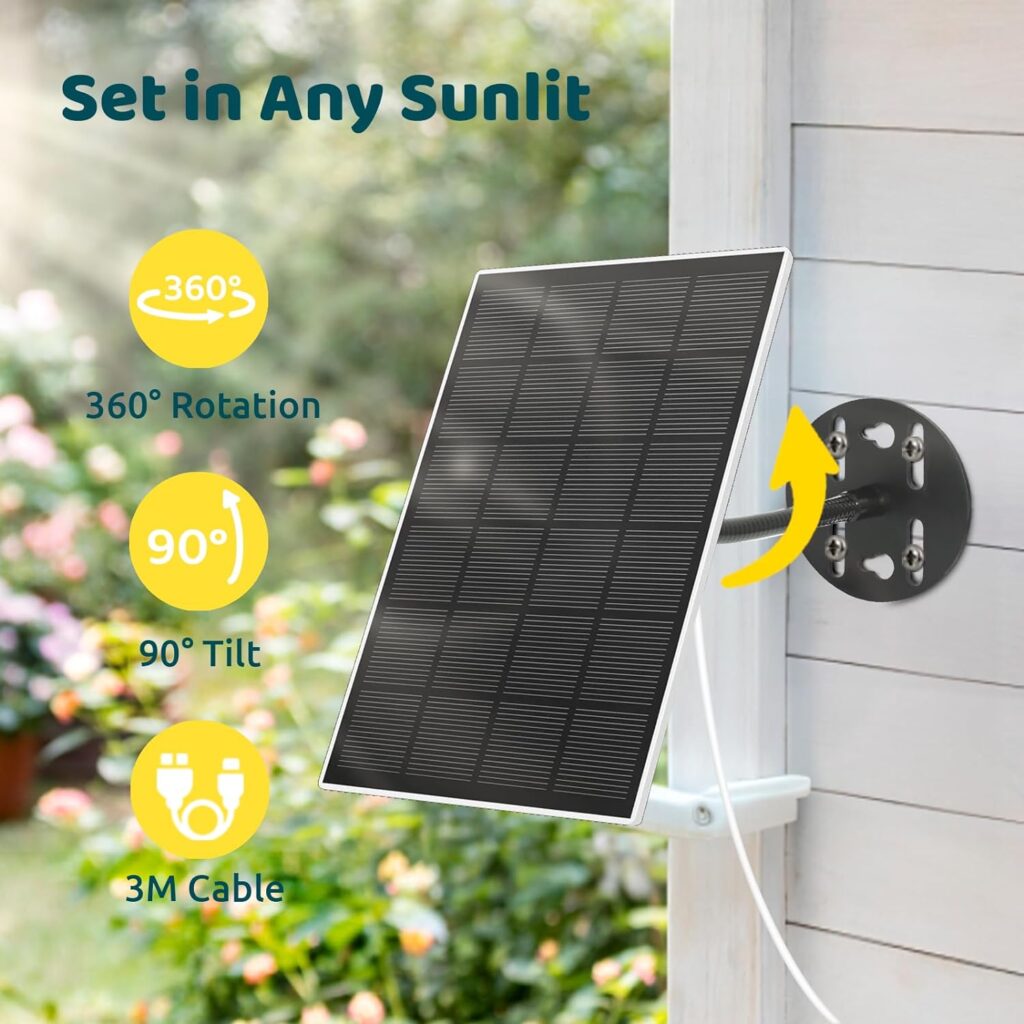 NETVUE Solar Panel for Bird Feeder Camera only, Type-C Charger, IP65 Waterproof for Outdoors, Continuously Power Supply, 360° Swivel Bracket