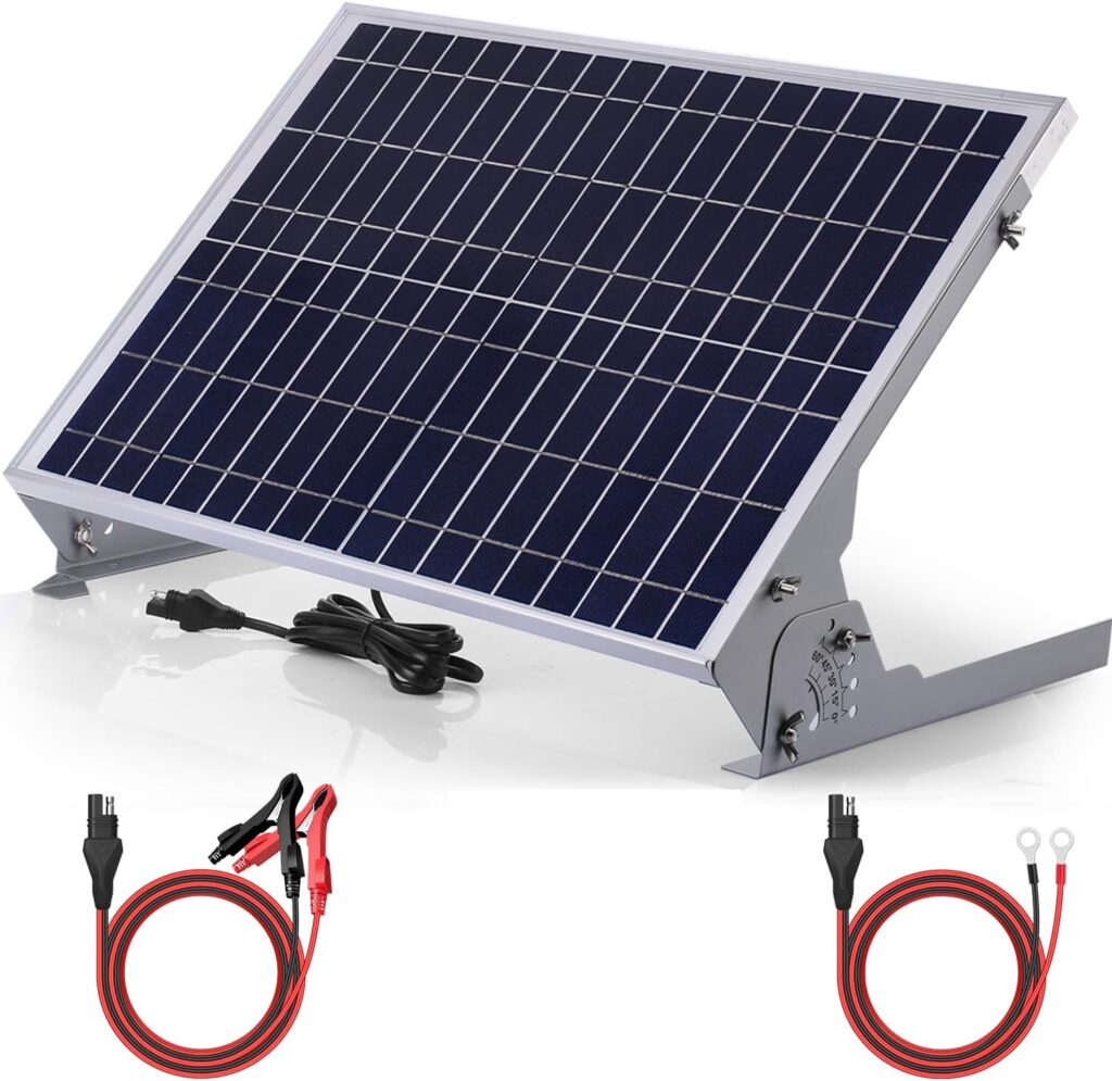 SUNER POWER 12V 30W Solar Battery Trickle Charger Maintainer, Built-in Smart MPPT Controller, Waterproof 30 Watt Solar Panel Charging Kit + Mount Bracket for 12 Volt SLA Deey Cycle AGM Lithium Battery