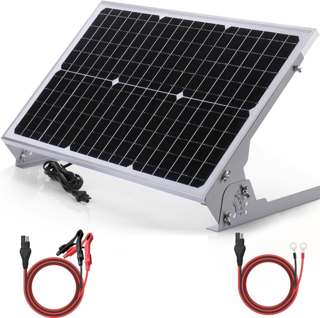 SUNER POWER 12V 30W Solar Battery Trickle Charger Maintainer, Built-in Smart MPPT Controller, Waterproof 30 Watt Solar Panel Charging Kit + Mount Bracket for 12 Volt SLA AGM Deey Cycle Lithium Battery