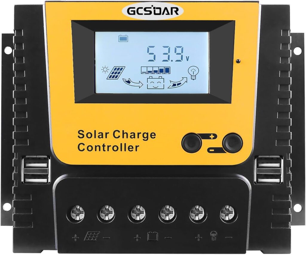 40A Charge Controller , 12V/24V/36V/48V Auto Max PV 100V .Positive Grounding, 40amp Solar Charge Controller,LCD Display Work for Lead-Acid Sealed/Gel(AGM)/Flooded and Lithium Battery