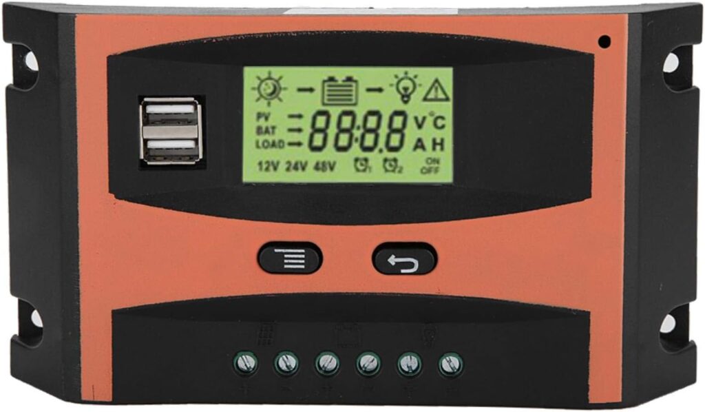 MPPT Controller, Fydun Simplified Version MPPT Charge Controller PCB Circuit Board Solar Panel Regulator 12V / 24V LCD Display Automatic Battery Controller Orange + Black(30A)