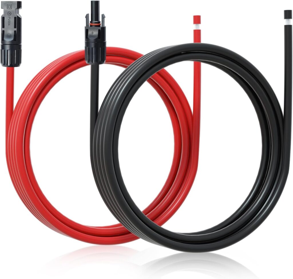 ECO-WORTHY 10FT 10AWG Solar Extension Cable with Female and Male Connector Solar Panel Wire Adaptor for Home, Ship and RV Solar Panels (10FT Red + 10FT Black)