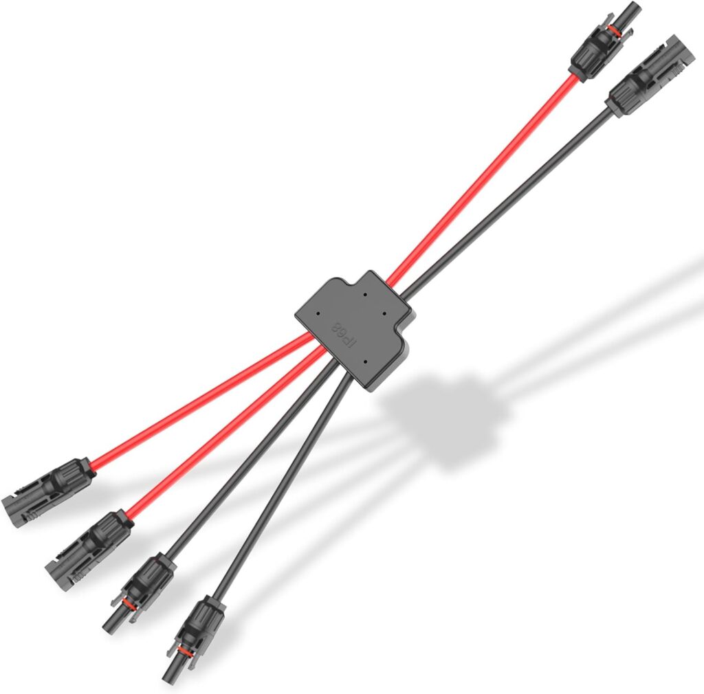 Solar Connectors Cable for 2 Solar Panels, Parallel 10AWG Solar Panel Connectors Y Branch Adapter Tool-free (FMM/MFF)