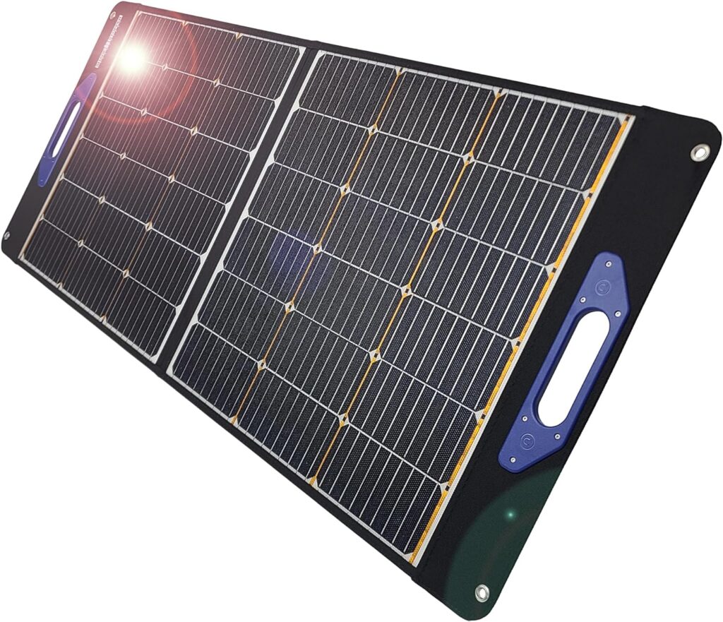 100 Watt Folding Portable Solar Panel- New Shade Stopper™ Tech: Output DOESNT drop like a rock in partial shade