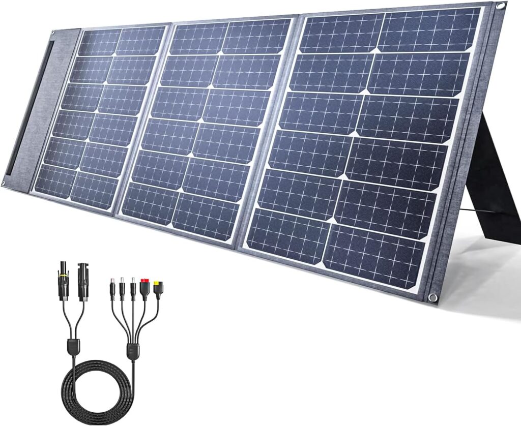 100W Portable Solar Panel,20V/5.5lbs Foldable with MC4 Output for Power Station,23% High Efficiency with QC3.0 Type-C for Generator,Output Camping,RVs,Blackout