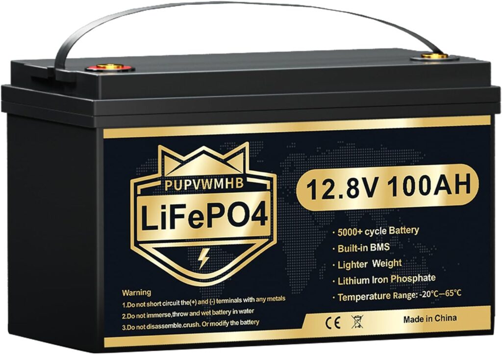 12V 100Ah LiFePO4 Battery, 100% DOD 12V Lithium Batteries with 100A BMS, 5000+ times , Perfect for RV, Camping, Solar Panel System, Off Grid, Marine, Trolling Motor