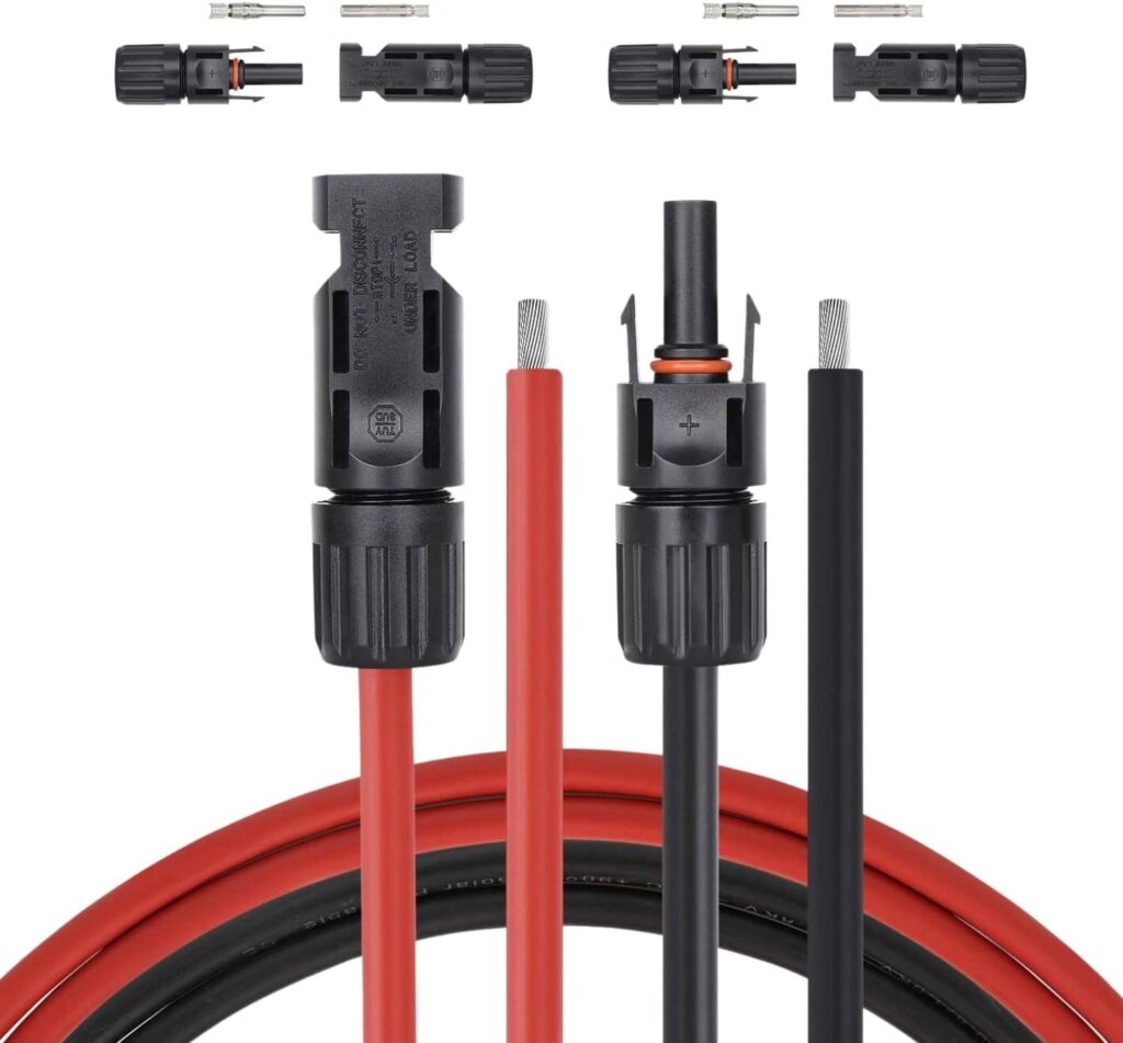 20 Ft 10AWG - Solar Extension Cable with connectors pre-Installed at one end + Two Extra Free Pairs of Connector - (20 Feet)