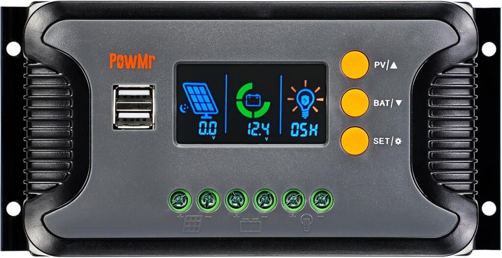 30A Solar Charge Controller 12V 24V 36V 48V Auto, Solar Controller/ Regulator Parameter Adjustable w/ LCD Display USB Port Work with Sealed, LiFePO4, Gel, Flooded and Lithium Battery