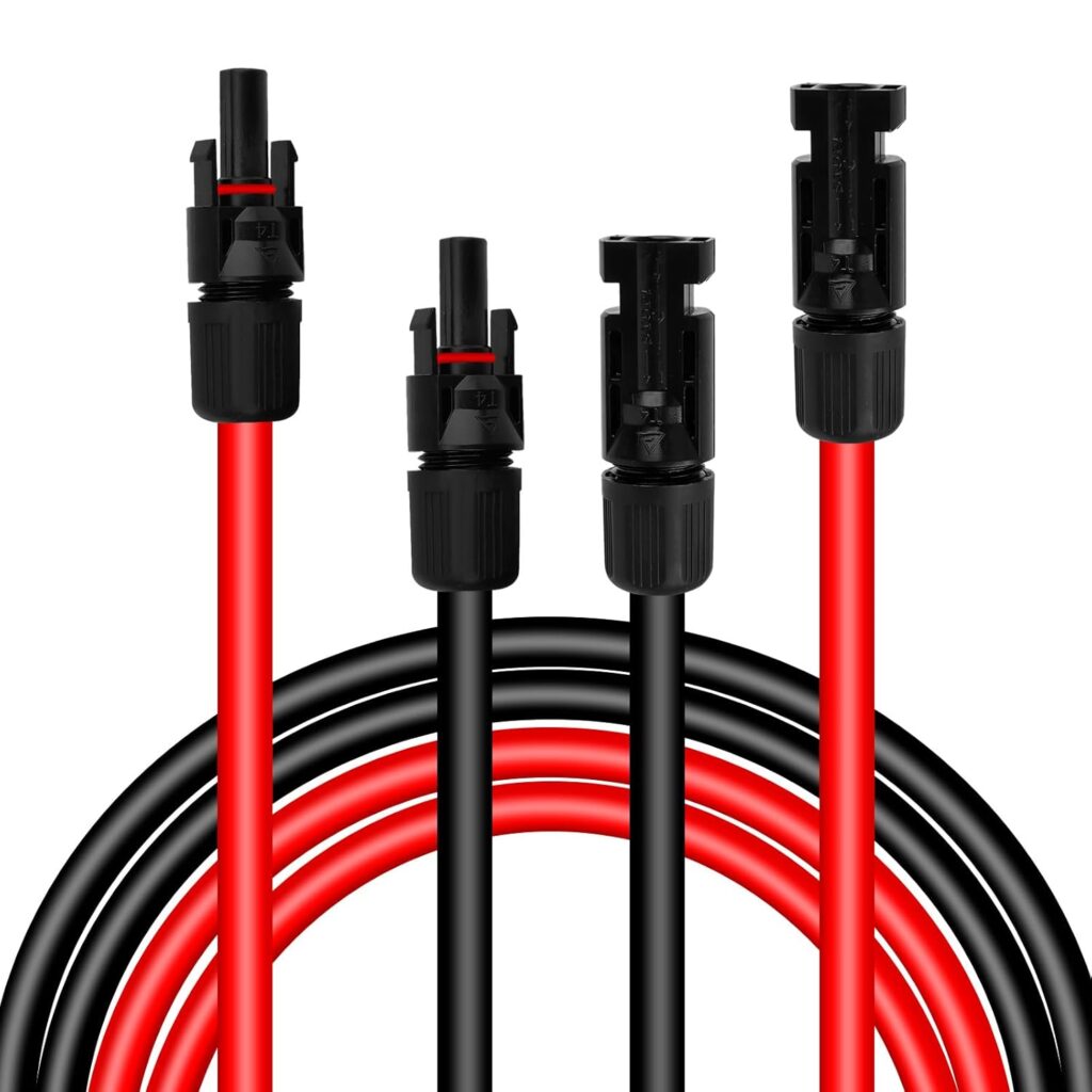 50 Feet 10AWG Solar Extension Cable with Female and Male Connector with Storage Bag 50 Feet Red + 50 Feet Black Solar Panel Extension Cable Weatherproof for RV Camper Ferry (50 Feet 10AWG)