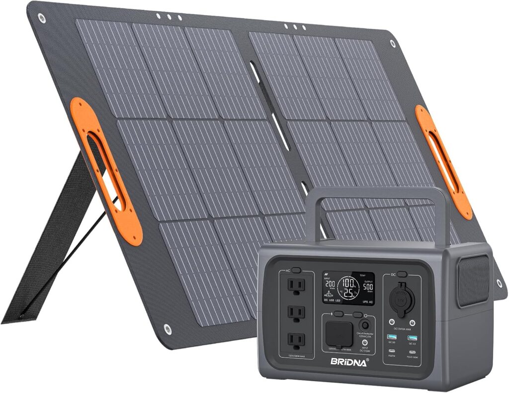 512Wh Portable Power Station with 100W Solar Panel, LiFePO4 500W Solar Generator UPS Backup Battery Power Supply with 10 Outlets(3 AC Outlets) for Outdoors CPAP Camping RV Home Power Outage