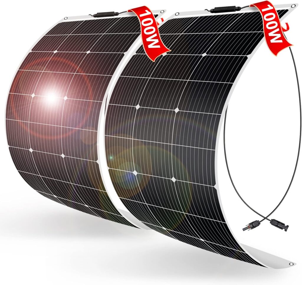 DOKIO Semi-Flexible 2x100W(200W) 12V Solar Panel Lightweight Monocrystalline for Caravan RV Boat Camper