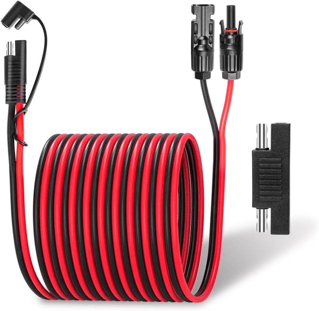 Solar Panel Connectors to SAE Adapter Cable 20FT, 10AWG Solar Panel Extension Cable with SAE Polarity Reverse Adapter for RV Solar Panel Caravan Battery Charger