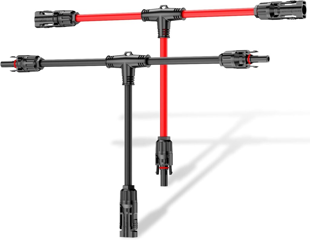 Solar Panel Parallel Connectors 10AWG, Tool-Free Solar Wire Connectors, Solar Branch Connector,Solar Panel Adapter,Solar Panel Y Connector,IP68 Waterproof, Heat Resistant, UV Resistant