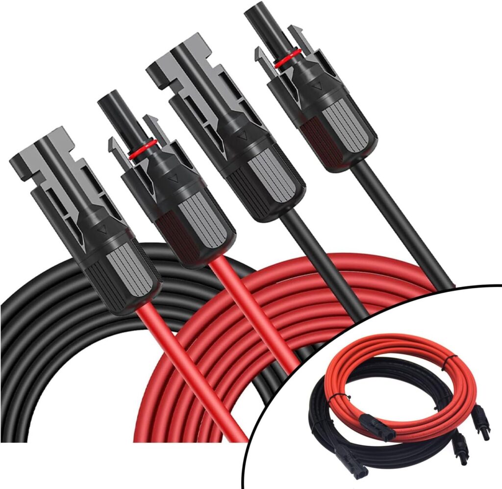 10AWG Solar Panel Extension Cables Solar Adaptor Cable with Female and Male Connector Solar Panel Wire Adapter for RV Home Boat and Any Other Off-Grid Applications (20FT Red + 20FT Black)