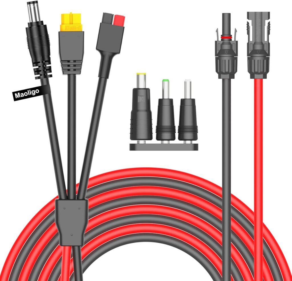 10FT 6 in 1 Solar to XT60 Anderson DC7909 DC6530 DC5525 DC5521 Extension Charge Cable 12AWG Solar Connector Adapter Kit (10FT)