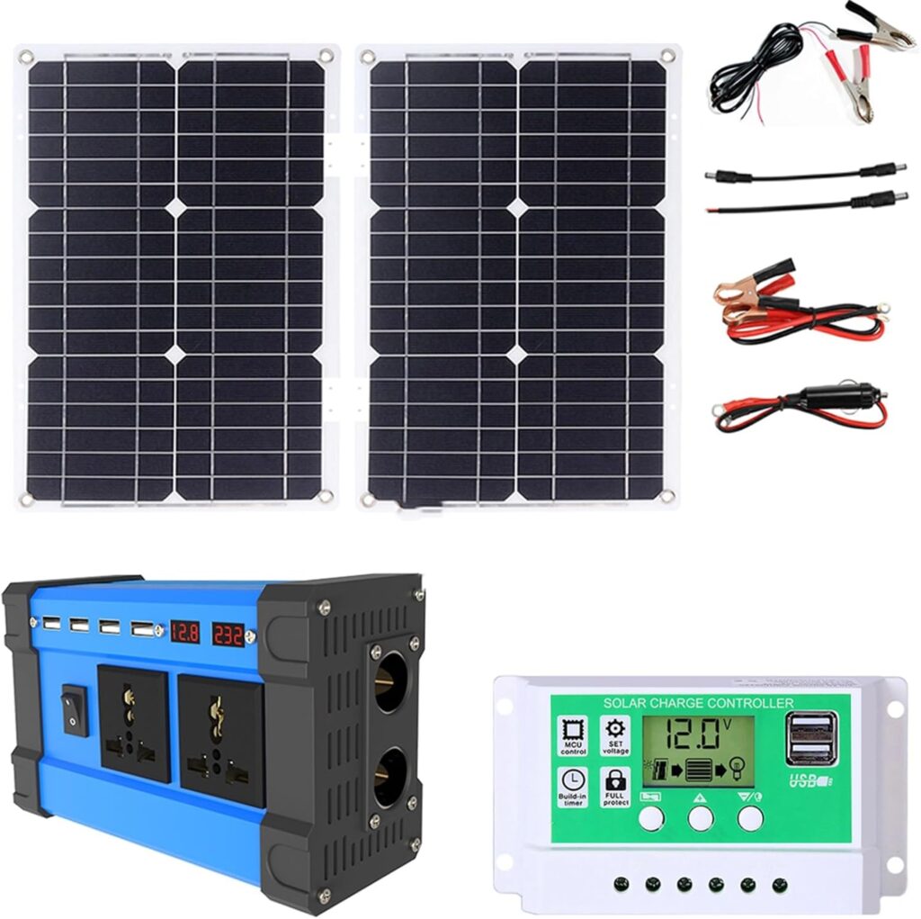 110V/220V 4000W/6000W Solar Panel Kit Complete Solar Power System 12V 50W Foldable Photovoltaic Panel + 50A Controller(300W,12V to 220V)