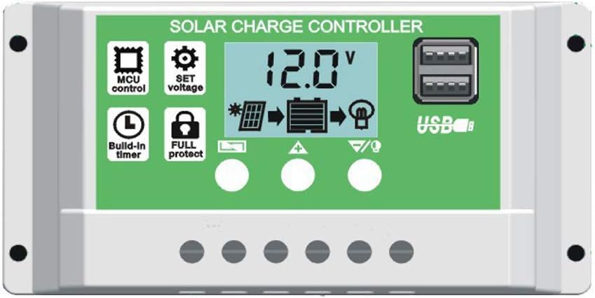 30A 12V 24V PWM Solar Charge Controller Lithium Battery Charge Controller Compatible with Lead Acid/ Lithium-ion/ Lithium Iron Phosphate Battery