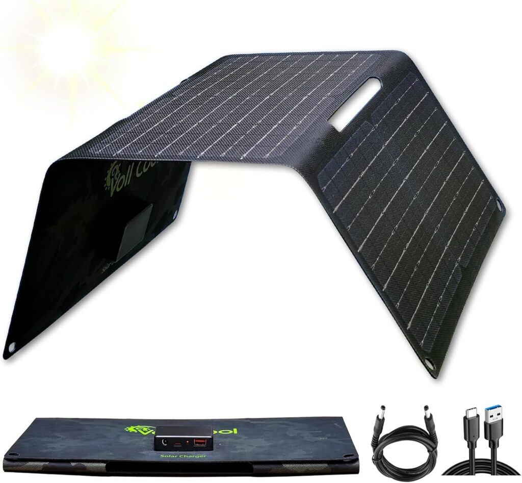 36W Portable Solar Panel for Travel Camping Fishing Cellphone Foldable Solar Charger Waterproof with 2 USB Outputs ETFE Solar Panel Charger Kit DC for Portable Power Station 12v Battery