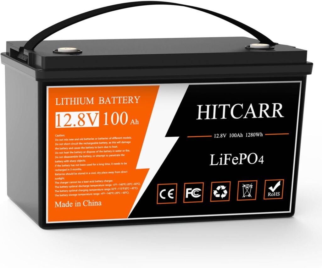 12V 100Ah LiFePO4 Battery, 12V Deep Cycle Rechargeable Lithium Iron Phosphate Rechargeable Battery with BMS perfect for Solar, Marine, RV, Outdoor Camping, Home Energy Storage