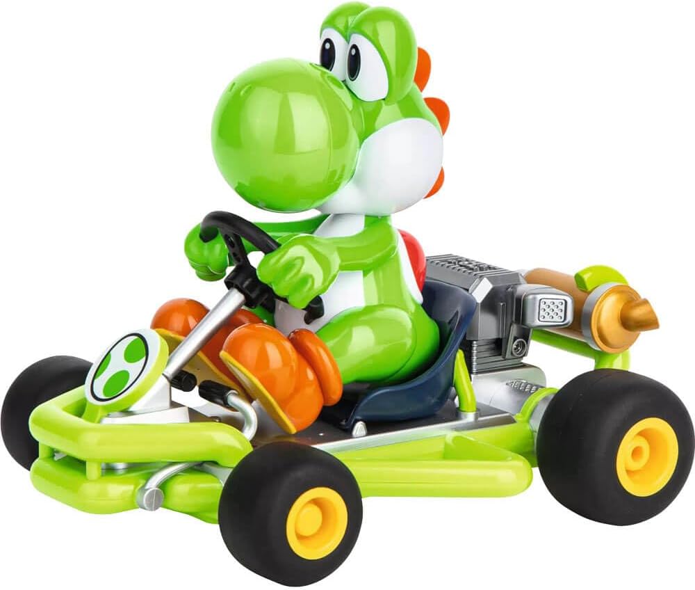 Carrera 200988 RC Official Licensed Mario Kart Pipe Kart Yoshi 1:18 Scale 2.4 GHz Remote Radio Control Car with Rechargeable LiFePO4 Battery - Kids Toys Boys/Girls